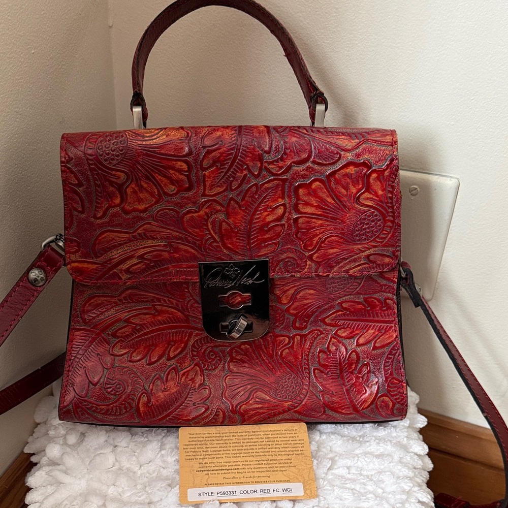 Patricia Nash Red Leather  Chauny Top Handle Satchell